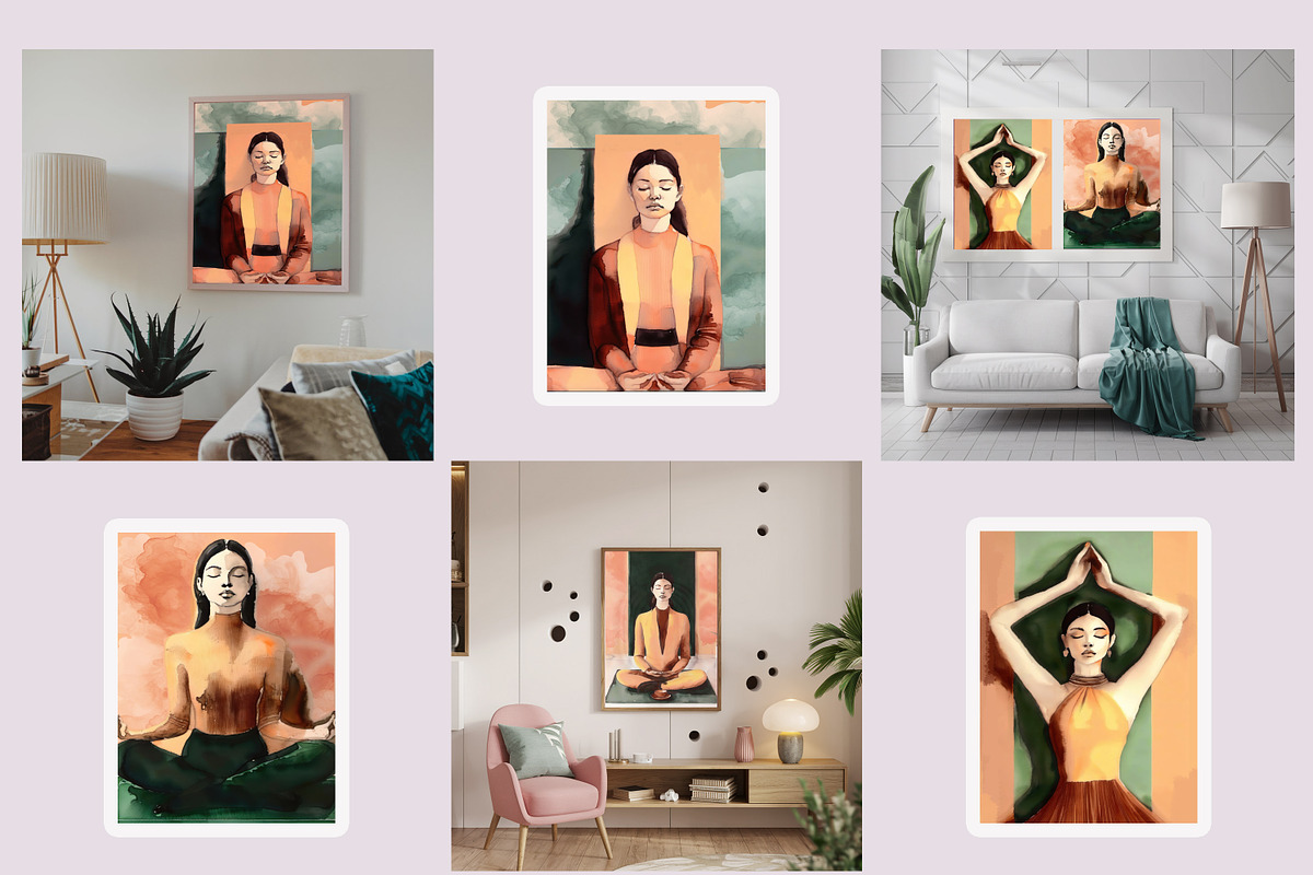 Watercolor woman practicing yoga, an Illustration by SketchArtStudio (Photo 2 of 5)