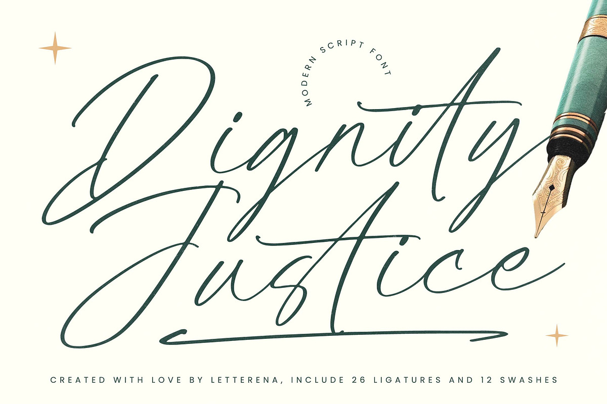 Dignity Justice Modern Script Font, a Script Font by Letterena Studios Script (Photo 1 of 15)