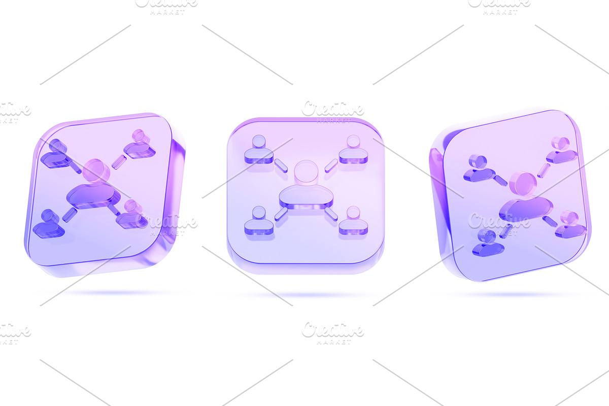 3D user network connection icon set, a Characters & Person 3D Model by Marozhkastudio