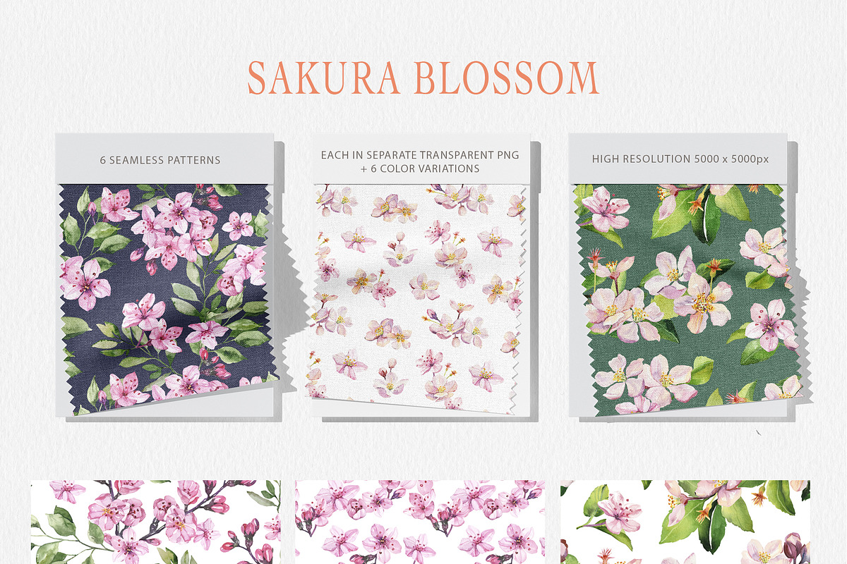 Sakura Blossom patterns, a Pattern Graphic by Volha Studio (Photo 3 of 9)