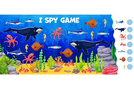 I spy game worksheet, sea animals