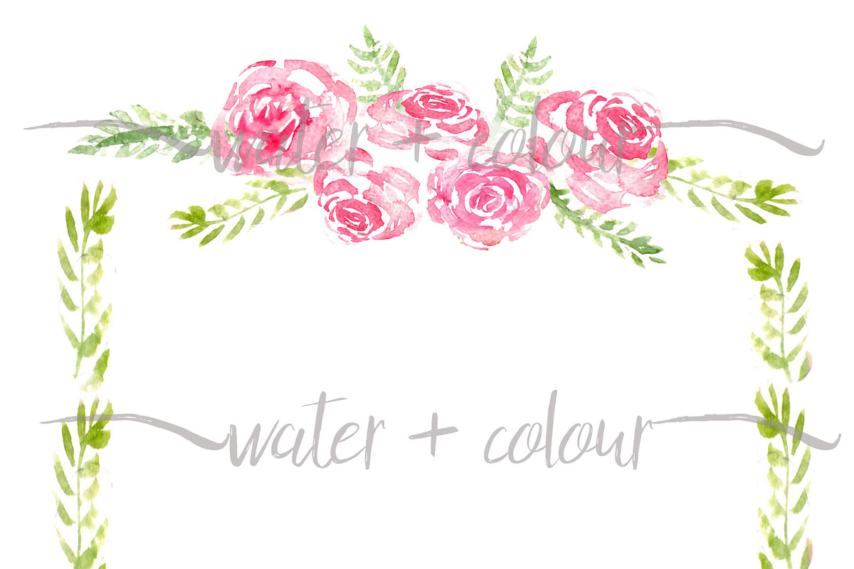 watercolor floral border, a Graphic by water + colour