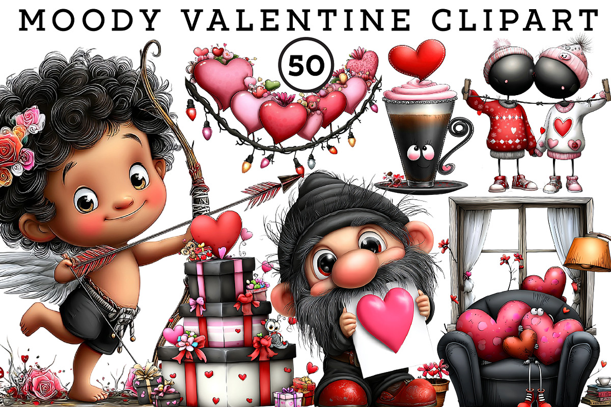 Moody valentine clipart, an Illustration by CreationArt (Photo 1 of 6)