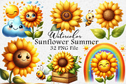 Watercolor Sunflower Clipart, an Illustration by Dream Creation (Thumbnail 1 of 4)