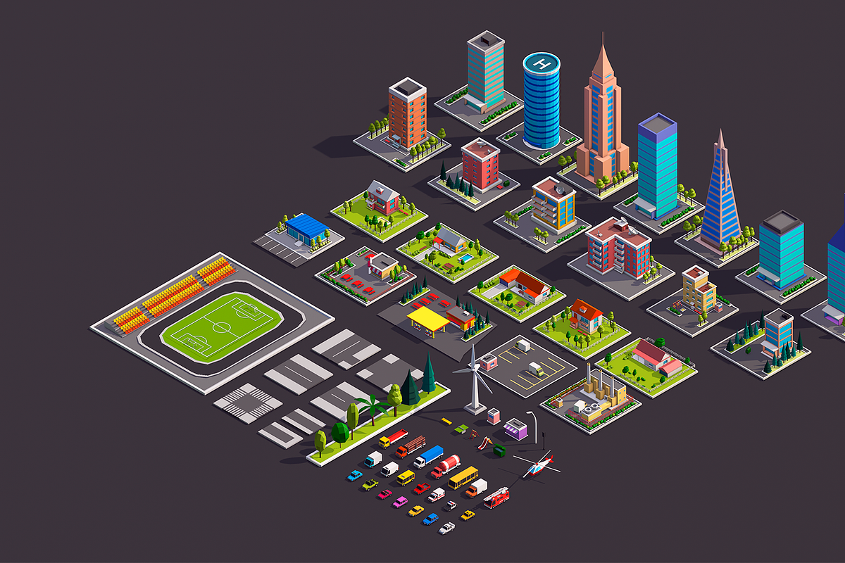 Polygonia City Low Poly Asset Pack, an Environmental 3D Model by Anton Moek (Photo 1 of 12)