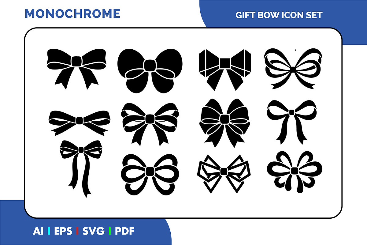 Gift Bow Simple Black Icon Set, a Solid Icon by Fontmine Studio (Photo 1 of 3)