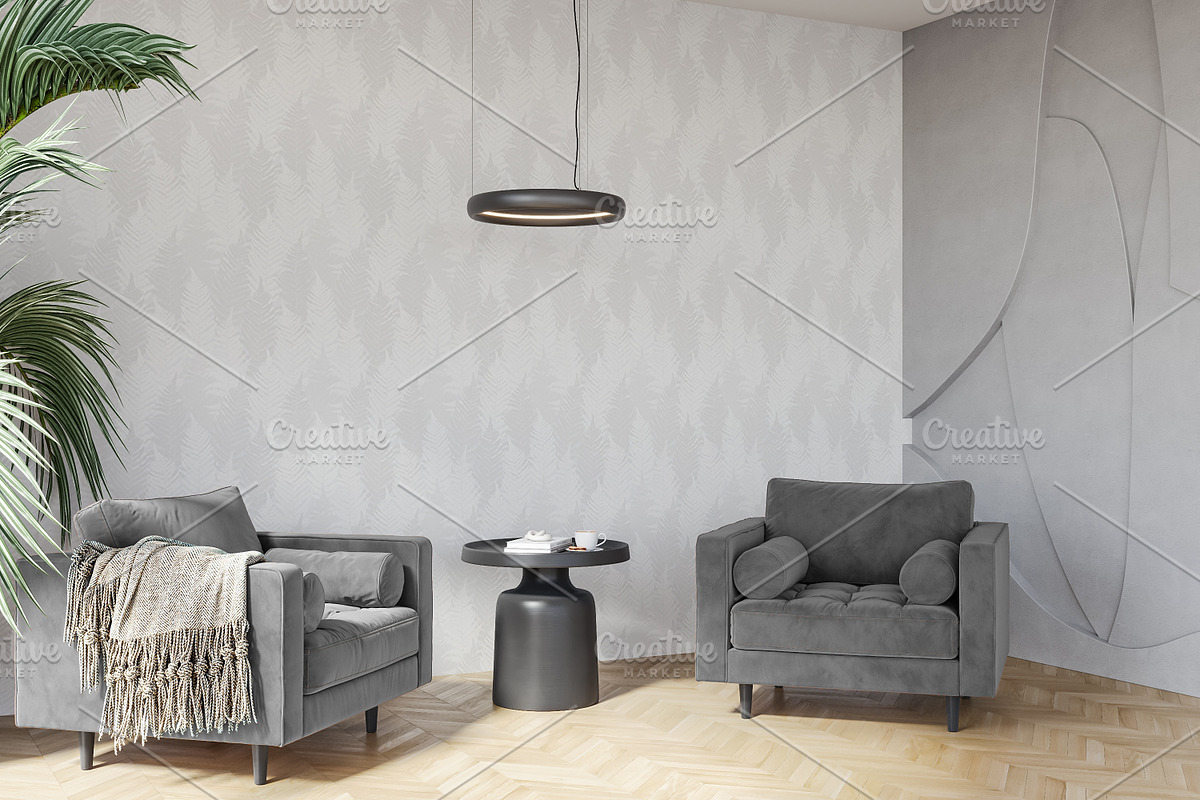 Wallpaper mockup Luxury living room, a Household Mockup by Hunny Badger (Photo 5 of 7)
