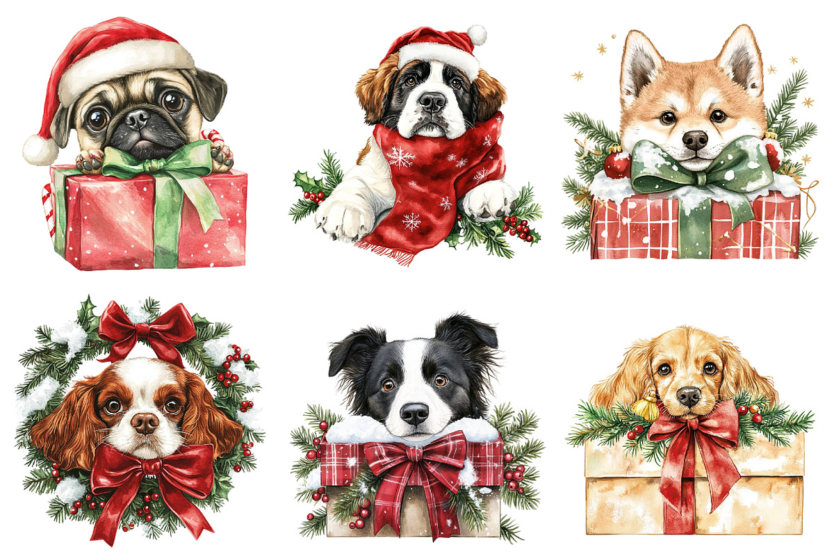 Peeking Christmas Dog Breeds Clipart, a Seasonal Illustration by designcity5 (Photo 4 of 5)