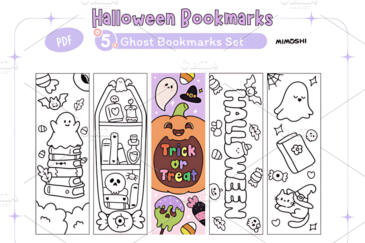 Halloween Bookmarks Cute Spooky, a Seasonal Illustration by Design Station (Photo 1 of 3)
