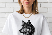 Wolf Head Linocut Sublimation Design, an Animal Illustration by ArtIrisArt (Thumbnail 3 of 3)