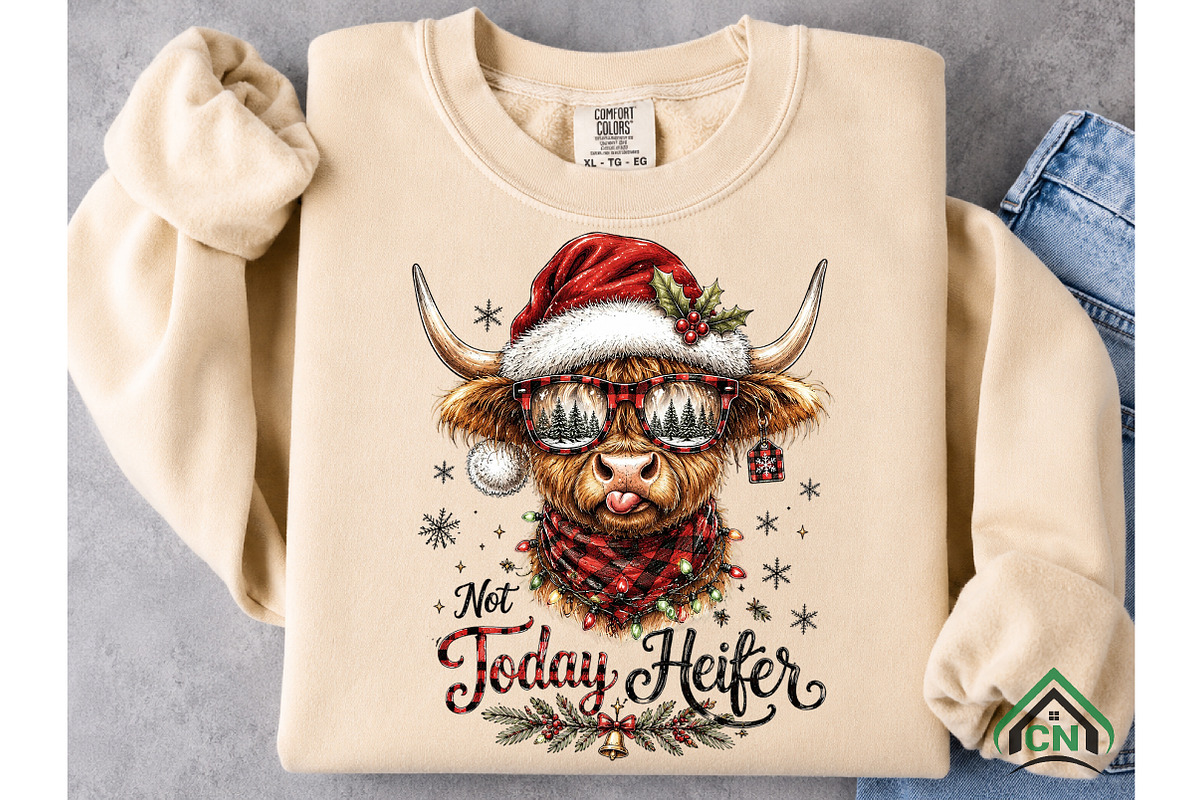 Cute Highland Cow Christmas PNG, a Seasonal Illustration by Craft Nest (Photo 5 of 6)