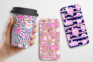 Love patches patterns set