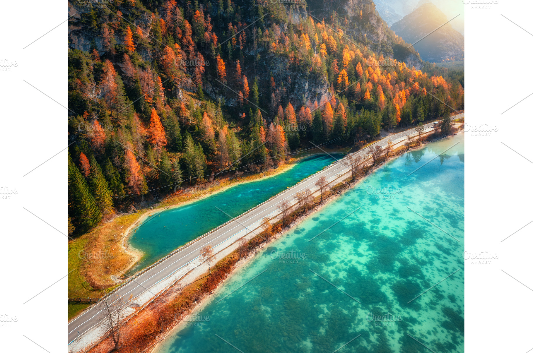 Aerial view of scenic road running, a Nature Photo by den-belitsky