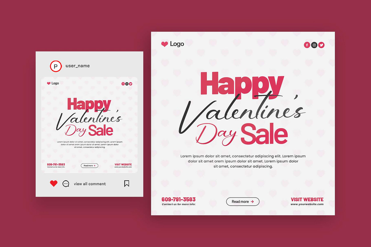 Valentine's Day Instagram Bundle, a Social Media Template by Saman Osama (Photo 2 of 5)