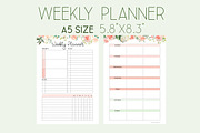 Weekly Planner A5 Inserts, a Stationery Template by EasyLifePlanners (Thumbnail 1 of 5)