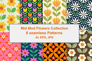Mid Mod Flowers Patterns Collection