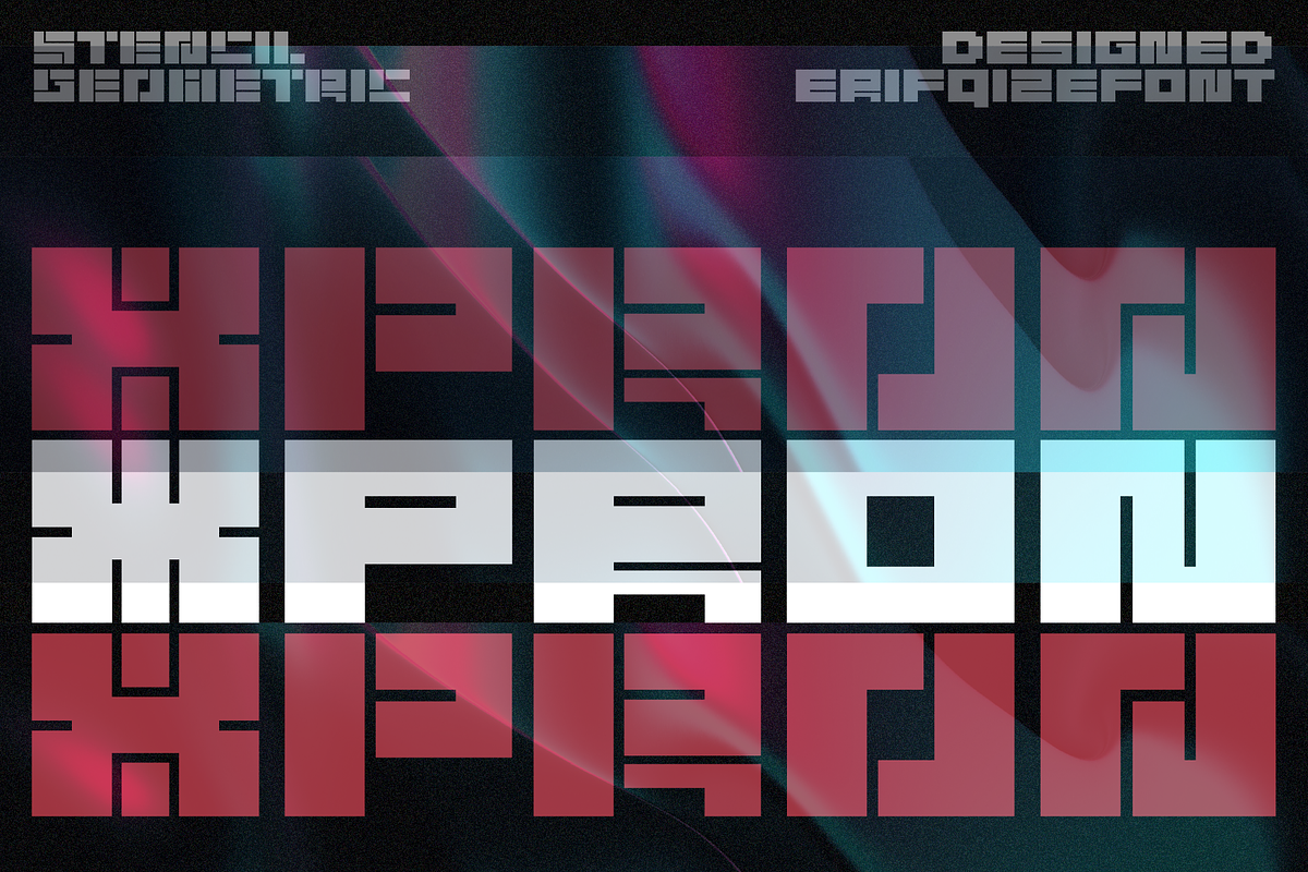 Xpron STENCIL Geo Font, a Sans Serif Font by Erifqizefont (Photo 1 of 10)