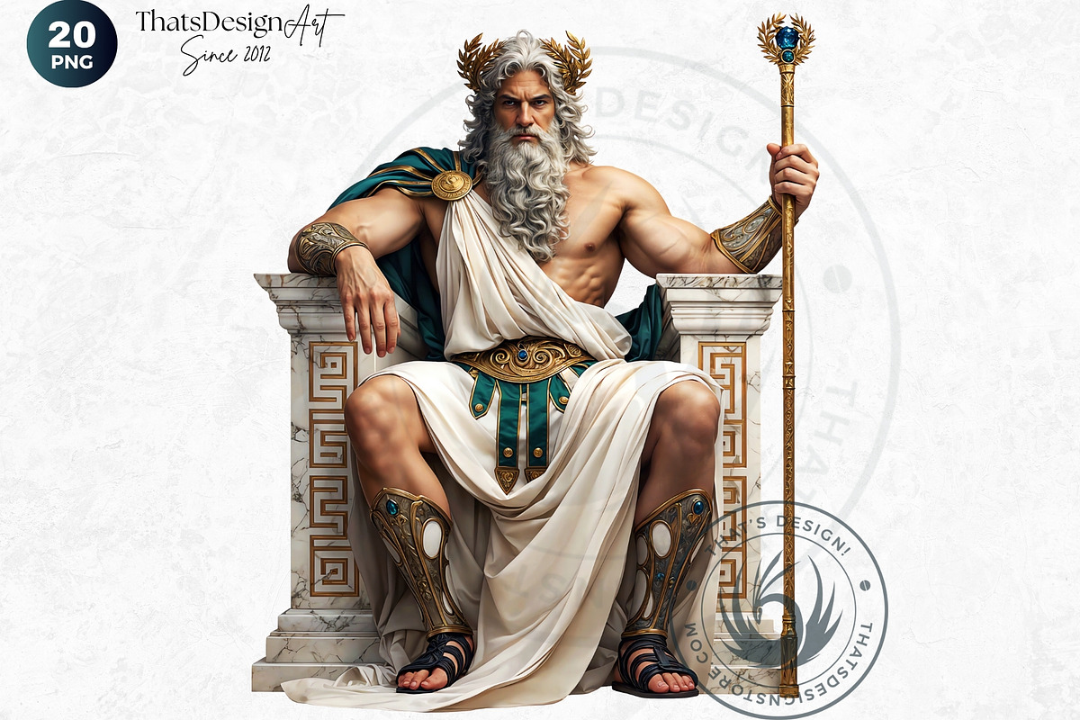 Zeus Greek god clipart Set, a Person Illustration by ThatsDesignArt (Photo 5 of 10)