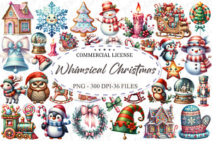 Whimsical Christmas Clipart Bundle, an Illustration by designcity5