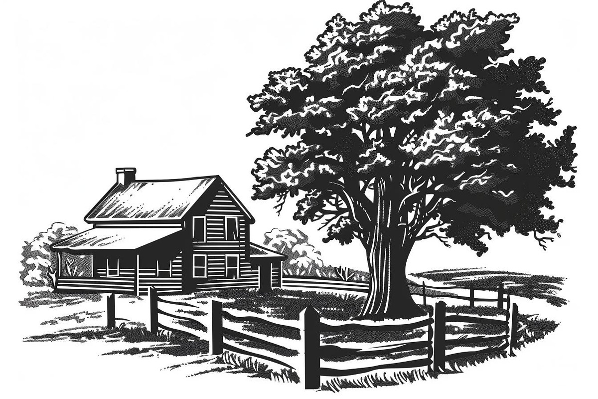 Farmhouse scene silhouette vector, an Illustration by Amazin_art (Photo 9 of 13)