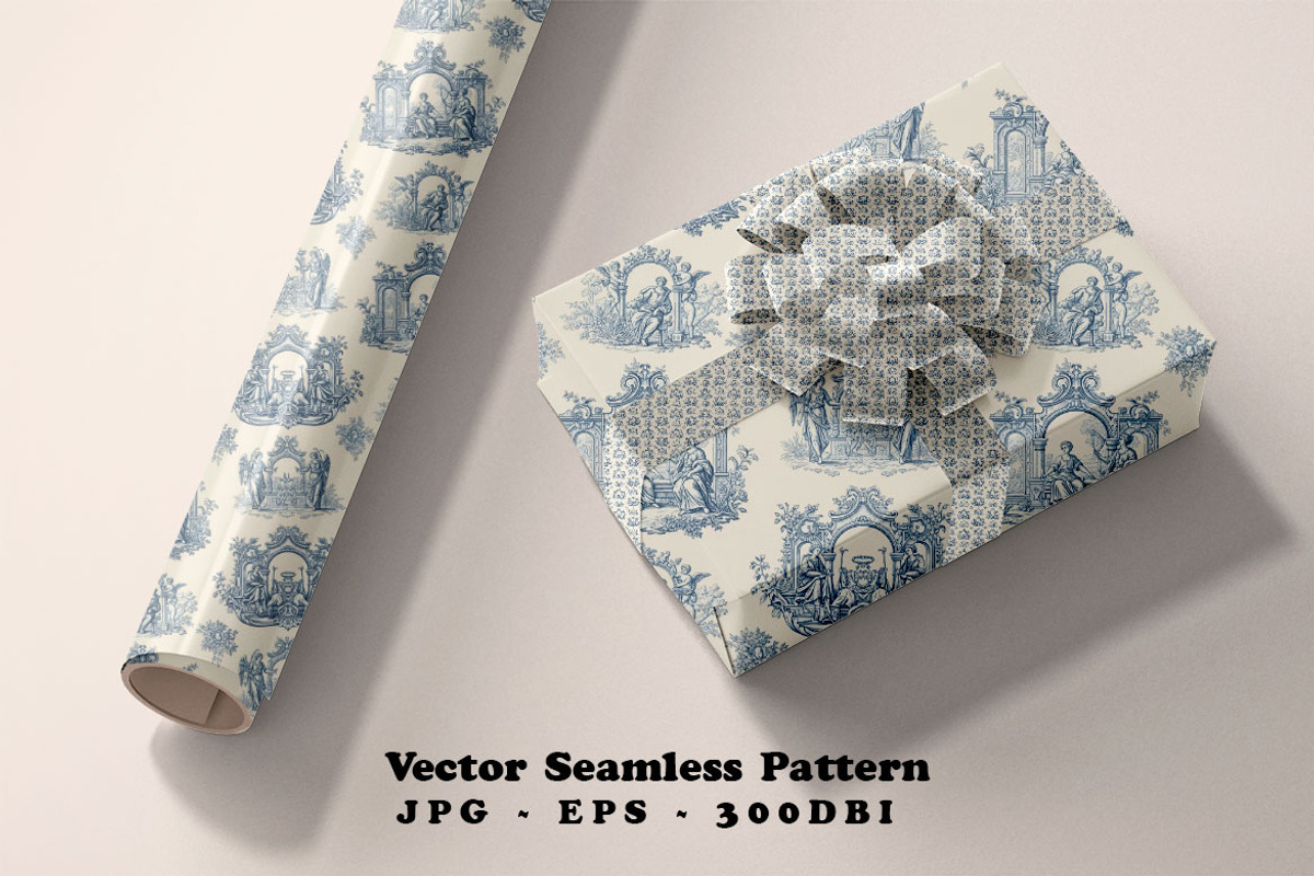 Toile de Jouy Seamless Vector, a Pattern Graphic by one-touch (Photo 3 of 10)