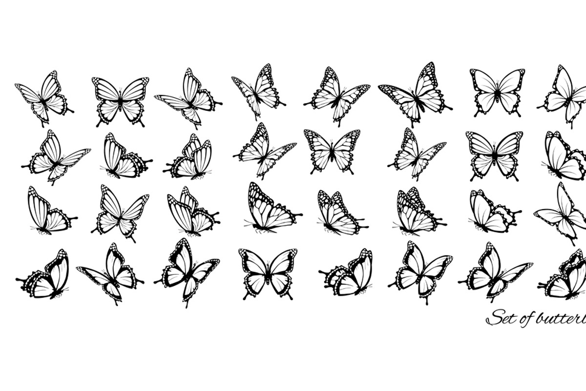 Set of butterflies, flying in differ, an Object Graphic by ecco