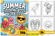 Cute Summer Coloring Pages For Kids, a Seasonal Illustration by Design Station (Thumbnail 1 of 5)