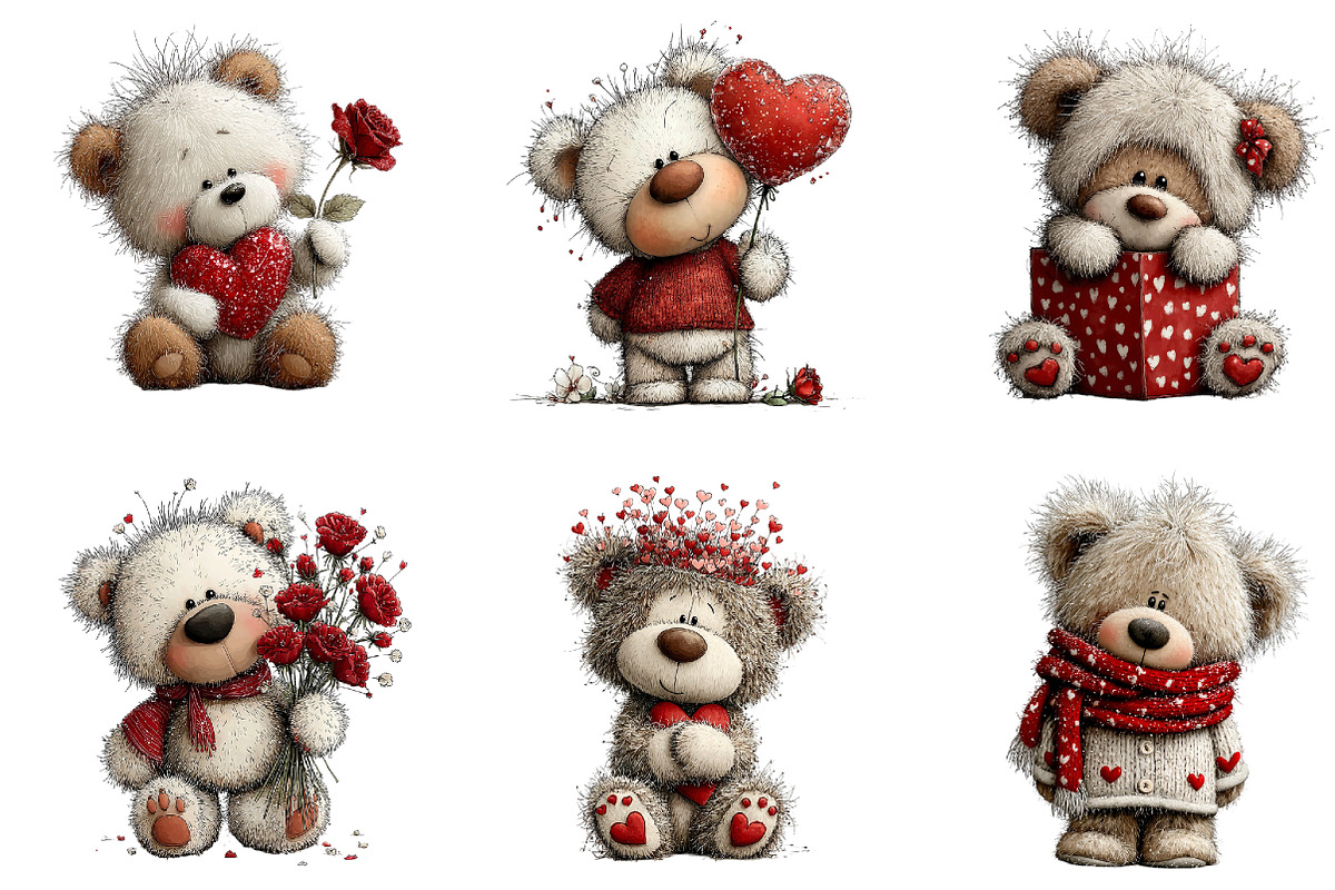 Whimsical Valentine Teddy Bear Clipa, an Illustration by Dream Creation (Photo 4 of 7)