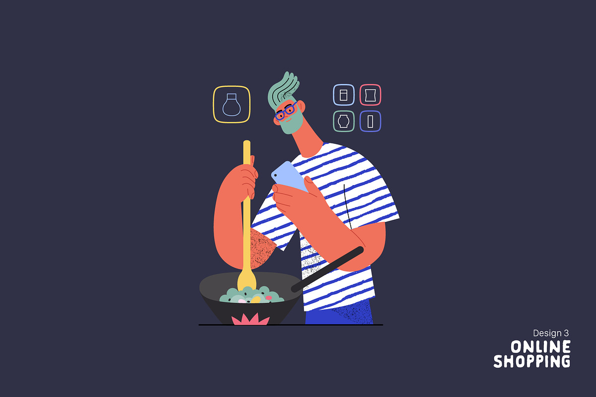 Online Shopping vector illustrations, a Templates & Theme by Grivina's shop (Photo 12 of 26)