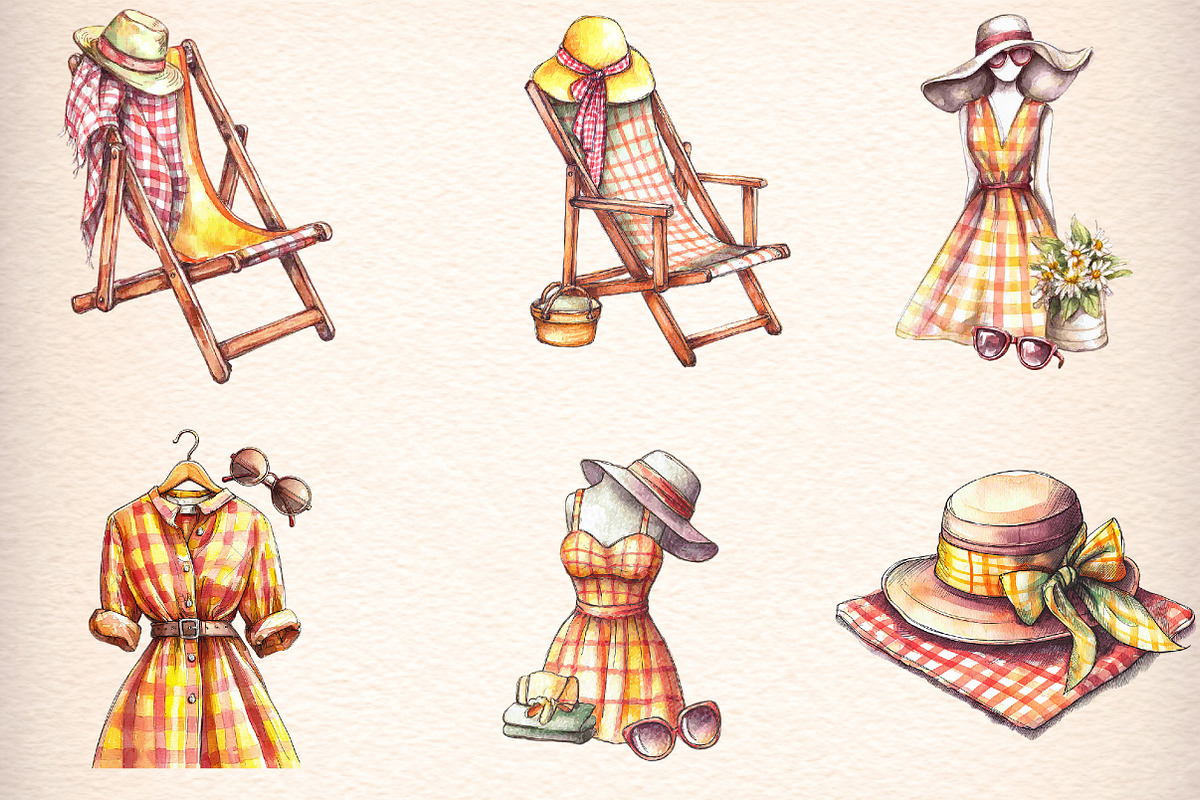 Summer Yellow Gingham Clipart, an Illustration by Digital Artistic99 (Photo 3 of 10)