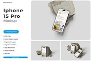 Iphone 15 Pro Mockup, an iPhone Mockup by Pixie Creative (Thumbnail 1 of 4)