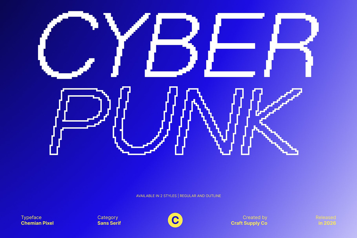 Chemian Pixel, a Sans Serif Font by Craft Supply Co. (Photo 3 of 8)