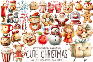 Cute Christmas Clipart, an Illustration by OK Design