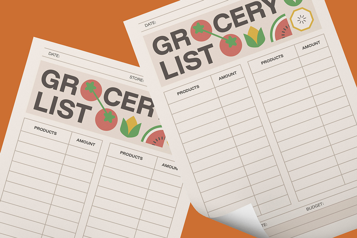 Modern Grocery List Template, a Stationery Template by Gumico Studio. (Photo 3 of 3)