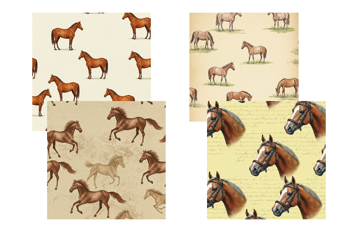 Horse Seamless Pattern Digital Paper, a Texture Illustration by BerryPieArt (Photo 3 of 3)