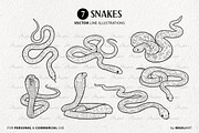 Snake Reptile Vector Line Art Set, an Animal Illustration by MadliArt (Thumbnail 3 of 4)