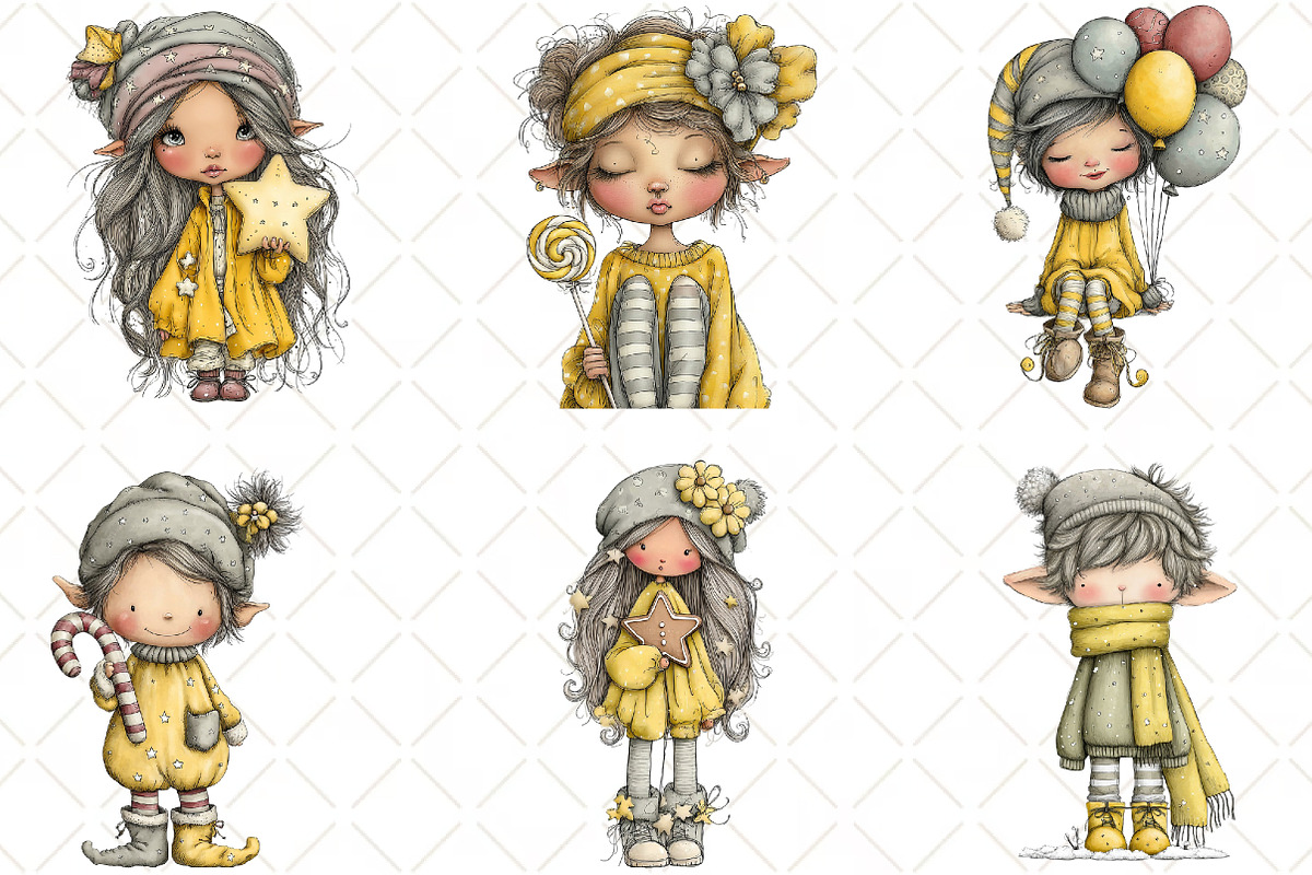 Whimsical Christmas Elf Clipart, an Illustration by Black Bird Studio (Photo 4 of 6)
