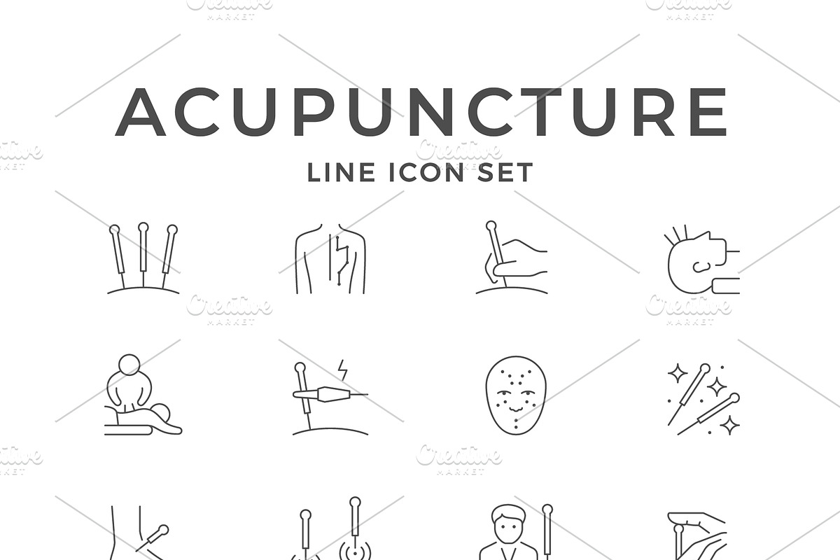 Set line icons of acupuncture, an Outline Icon by motorama (Photo 1 of 2)