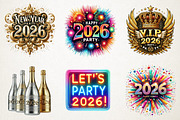 2026 New Year Party Clipart, an Illustration by RobertsArt (Thumbnail 3 of 3)