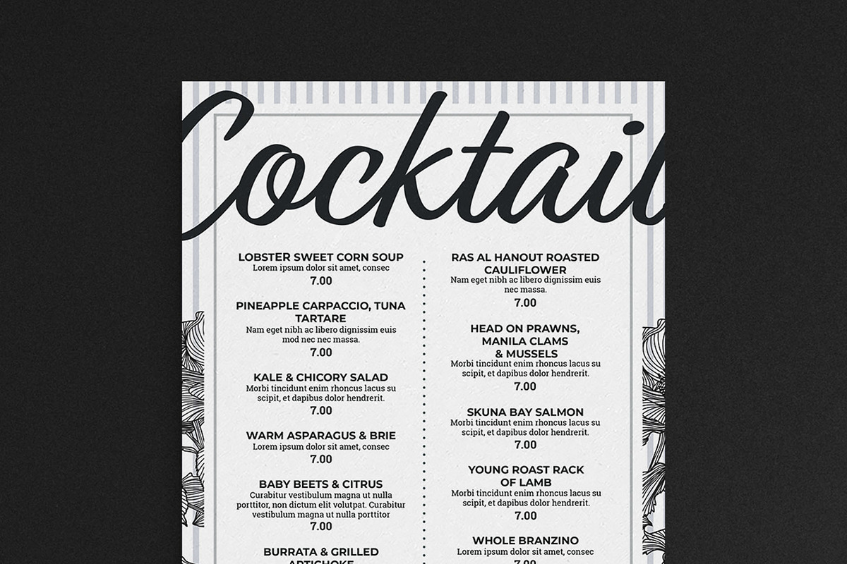 Floral Cocktail Menu Template, a Flyer Template by BrandPacks (Photo 5 of 6)