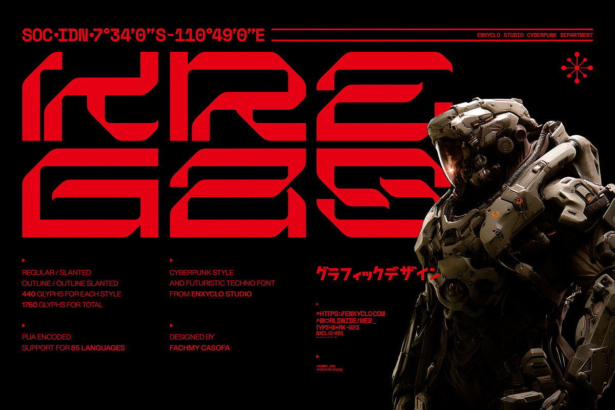 NCL KREGAS - Cyberpunk Futuristic, a Sans Serif Font by Enxyclo Studio (Photo 1 of 14)