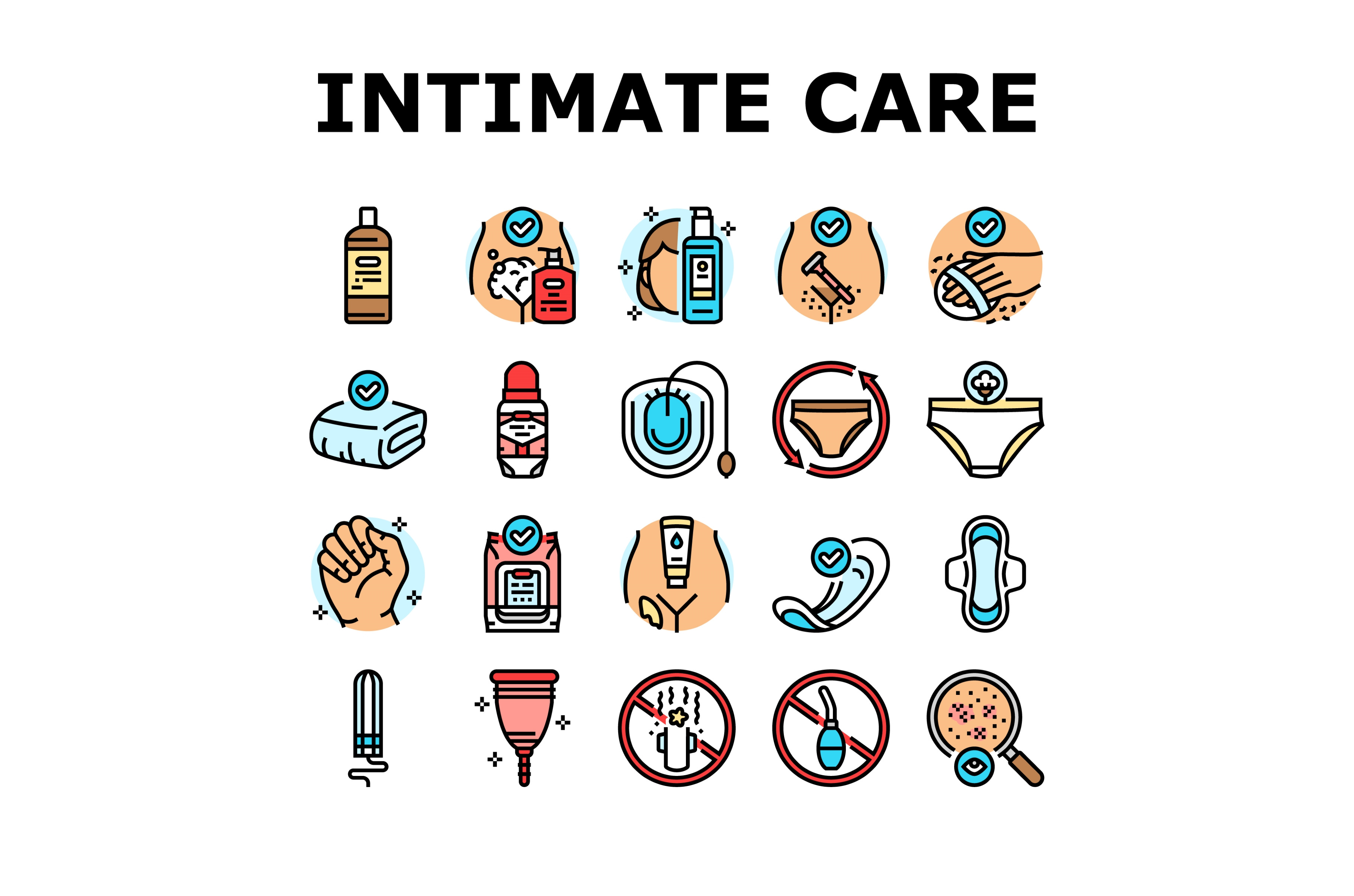 female intimate care hygiene icons, an Object Illustration by pikepicture