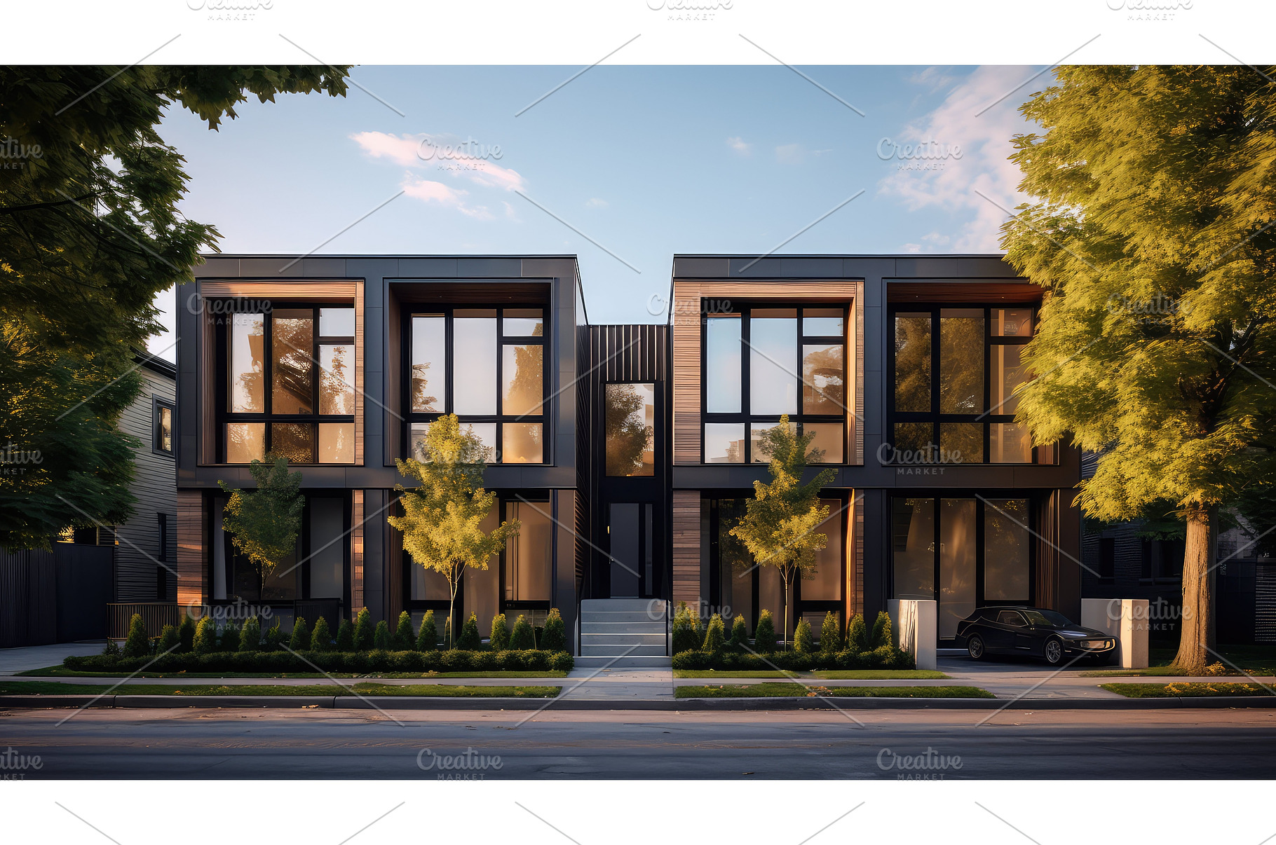 modern town house ai generated, an Architecture Photo by pikepicture
