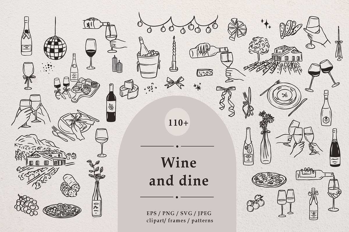 Line art Wine and Dine collection, an Object Illustration by RaDavCrafts (Photo 1 of 15)