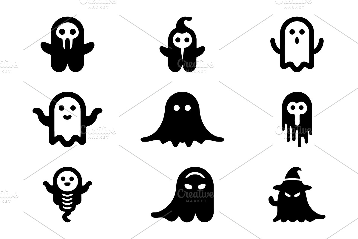 Ghost Silhouette Icon Set, an Outline Icon by Vectorium Studio