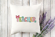 Pink Heart Bow Teacher Patch PNG, an Illustration by Designking (Thumbnail 3 of 4)