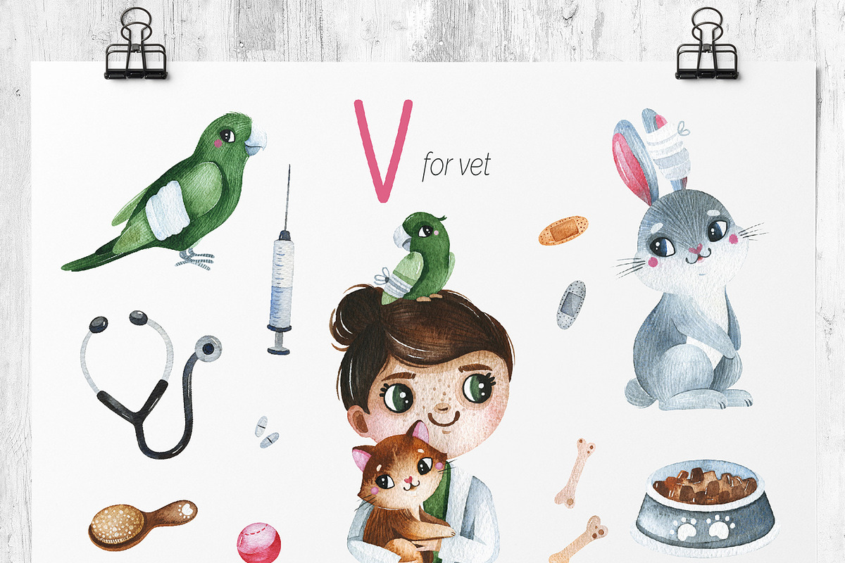 Cute Alphabet Professions. Part 2, an Object Graphic by Kate_Rina (Photo 10 of 17)