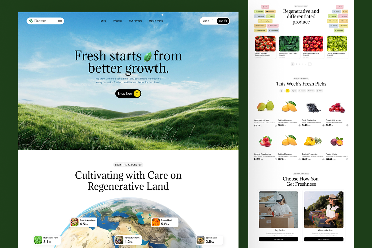 Planture - Agriculture Company, an UI Kit Template by Sans Design