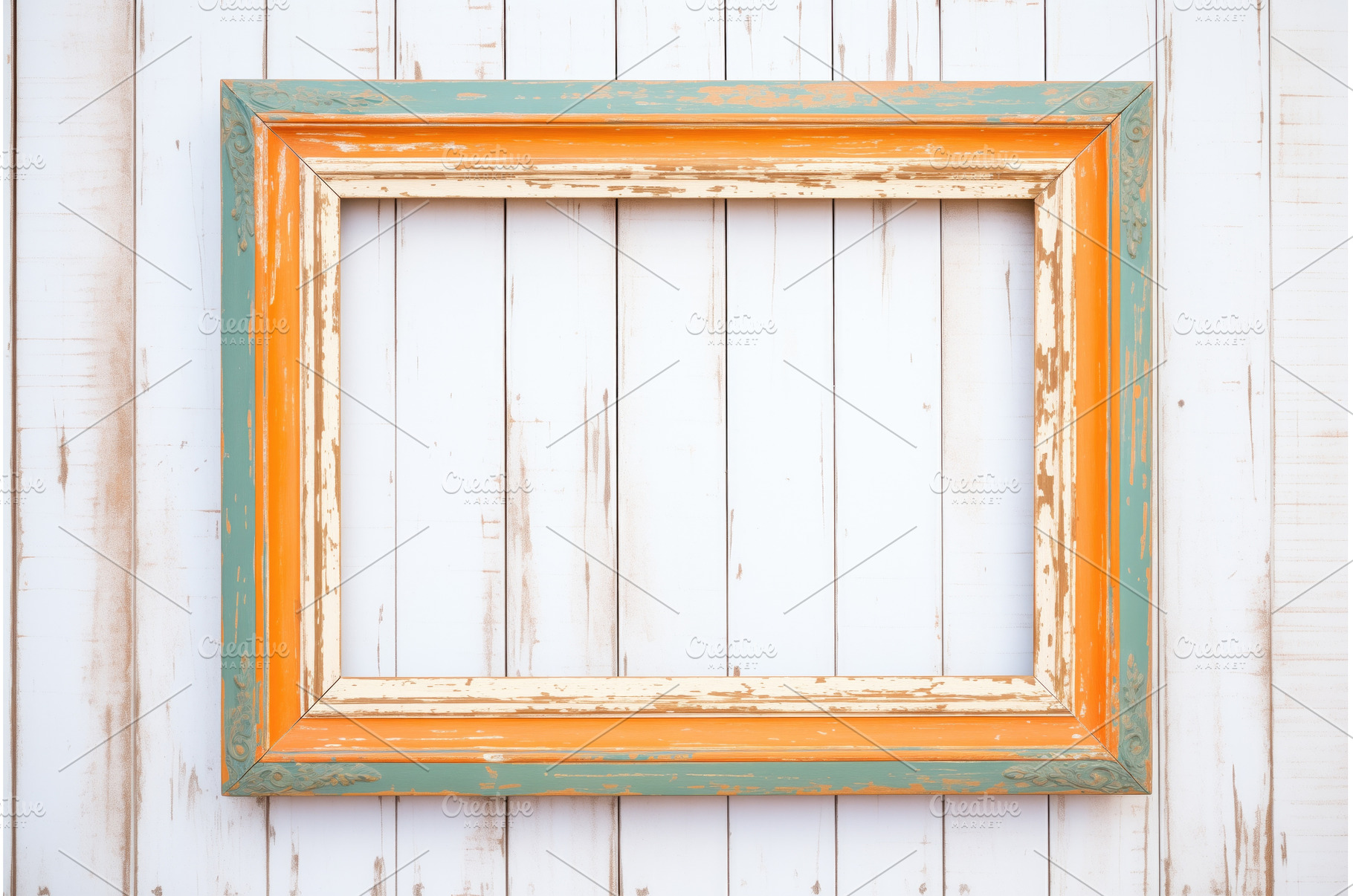 vintage wooden frame with peeling, an Architecture Photo by Sergey Kotenev
