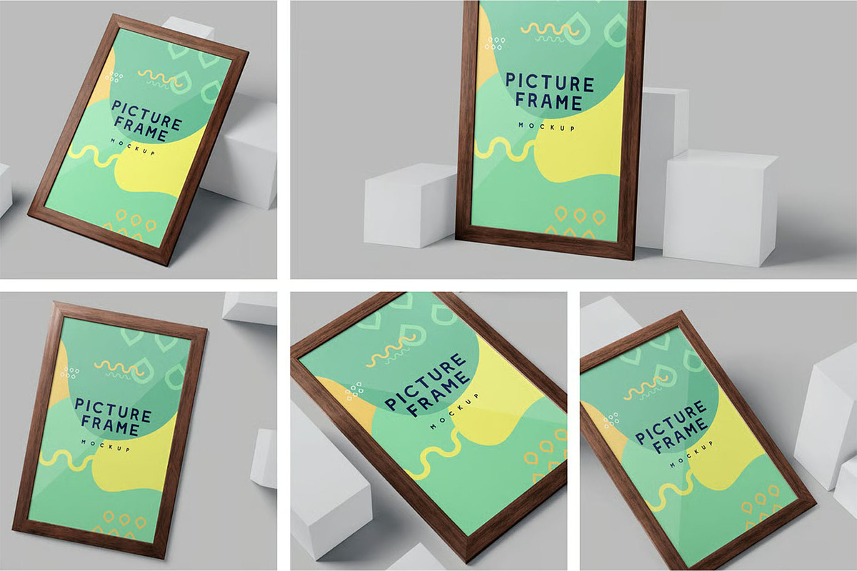 5 Rectangular Picture Frame Mockups, an Advertising Mockup by megostudi0 (Photo 1 of 7)